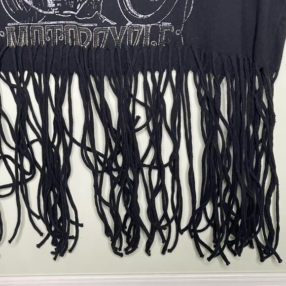 Forever 21 West Coast Motorcycle T-Shirt Fringe Trim Short Sleeve Black Size M - Picture 2 of 10